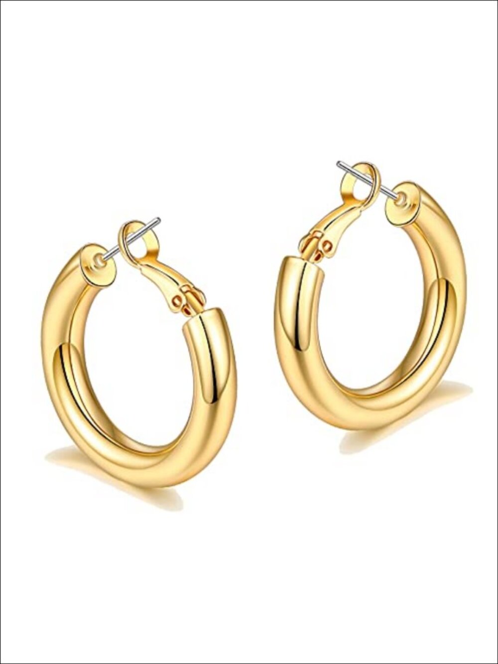 Chunky Hoop Earrings | 14K Gold Plated Thick Hoops